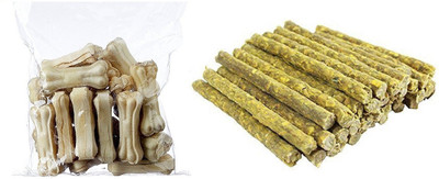

Foodie Puppies Pressed Dog Bone 6 inches - Pack of 6 bones and Chicken Sticks, 1kg Chicken Dog Chew(360 g, Pack of 6)