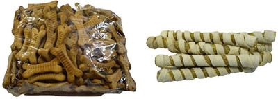 

Foodie Puppies Chicken Biscuits (1Kg) and Twirl Sticks (1Kg) Chicken Dog Chew(2 kg, Pack of 2)