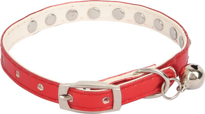 

SRI High Quality Rhinestone Studded Adjustable Puppy/Cat Collar With Bell-1CM Dog & Cat Everyday Collar(, Red
