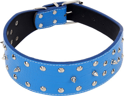 

Sri High Quality Adjustable Dog Collar 2.4 Inch With Triangular Metal Rivet Studs Design Dog Everyday Collar(Medium, Blue)