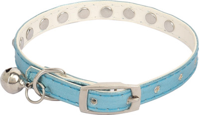 

SRI Rhinestone Studded Adjustable Puppy/Cat Collar With Bell-1CM Dog & Cat Everyday Collar(, Light Blue