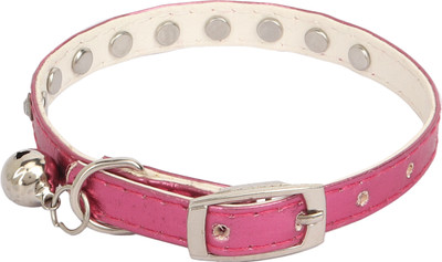

SRI Rhinestone Studded Adjustable Puppy/Cat Collar With Bell-1CM Cat Everyday Collar(, Pink