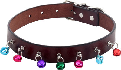 

Sri High Quality Adjustable Dog Collar 0.9 Inch With Bell Dog Everyday Collar(, Brown