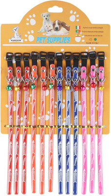 

SRI Fish Bone Design Adjustable Glossy Collar With Bell For Puppy/Cat Cat Everyday Collar(, Multicolor