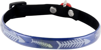 

SRI Fish Bone Design Adjustable Glossy Collar with Bell for Puppy/Cat Dog & Cat Everyday Collar(, Blue