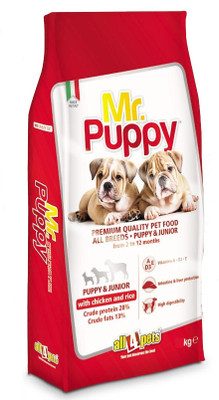 

all4pets Dog Food Combo Offer Mr.Puppy With Chicken & Rice 1kg + Free 5" Rawhide Bone Chicken, Rice 1 kg Dry Dog Food