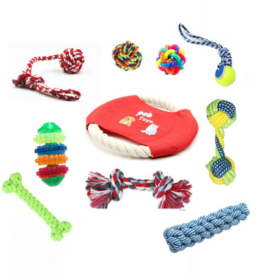 

Sri SRI High Quality Puppy Toys Set - Cotton Rope Toy, Teething Chewing Training Toys for Small Pets - Pack Of 10 Cotton Chew Toy For Dog & Cat