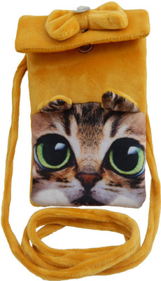 

eRunners High Quality Animal Shape Cat Eye Design Velvet Mobile Wallet Pouch for Youngsters Mobile Pouch(Yellow)