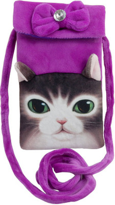 

eRunners High Quality Animal Shape Cat Eye Design Velvet Mobile Wallet Pouch for Youngsters Mobile Pouch(Purple)