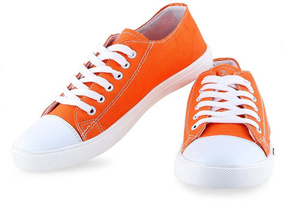 

WHITE MANY CANVAS Sneakers For Men(Orange, White