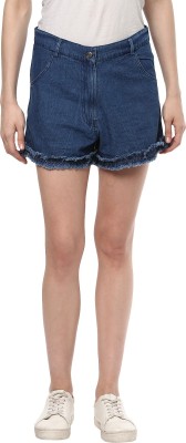 MAYRA Solid Women Denim Dark Blue Denim Shorts