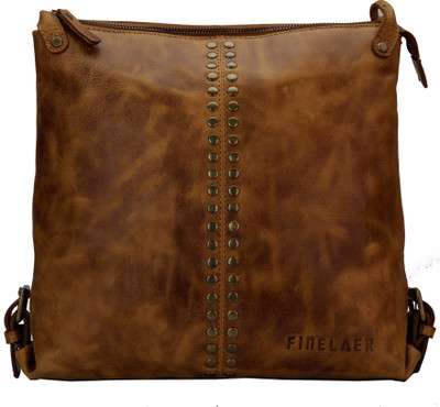 

FINELAER Women Casual Brown Genuine Leather Tote