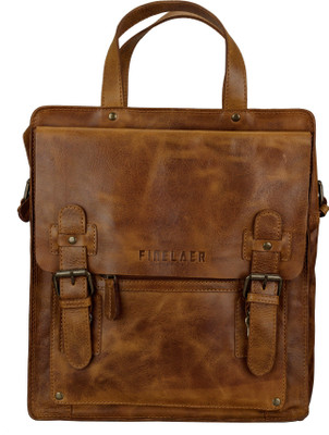 

FINELAER Boys & Girls Casual Brown Genuine Leather Satchel