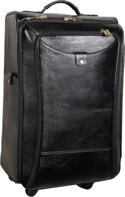 HYATT Genuine Leather Trolley bag Small Travel Bag - Medium(Black) HYATT Genuine Leather Trolley bag Small Travel Bag - Medium(Black)