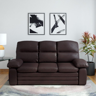 

RoyalOak Brio Leatherette 3 Seater Sofa(Finish Color - Brown)