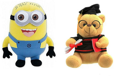 

soniya Enterprises minion-32cm and musical scholer teddy bear - 20 cm(Multicolor, Yellow)