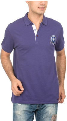 Zeven Solid Men Polo Neck Purple T-Shirt Zeven Solid Men Polo Neck Purple T-Shirt