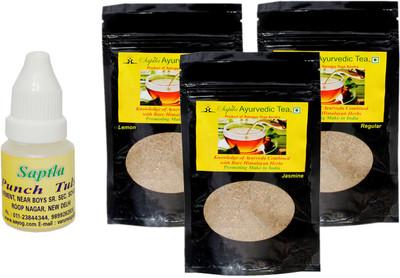 

Saptla Ayurvedic Tea Blended with Leaf Tea, Natural, Herbal, Organic, With 100% Purity. 1 Punch Tulsi With Three Flavor For Tea Regular, Jasmine & Lemon Tea(85 g, Pouch)