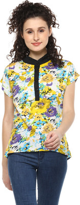 MAYRA Casual Short Sleeve Printed Women Multicolor Top