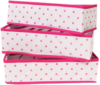 

House of Quirk Collapsible Underwear Organizer Drawer Organizer Set of 3 (7-Cell,16-Cell and 24-Cell)(Pink)