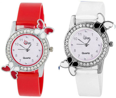 

shunya SF1009-10 White Red diamond studded attractive butterfly stylish Combo women Watch Watch - For Women