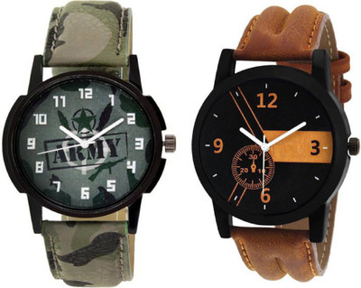 

Rage Enterprise New Funky Look Fancy Leather Strap Set Of 2 Boys Watch - For Men