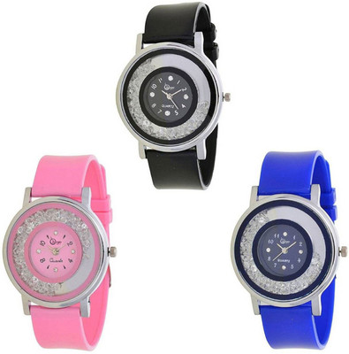 

Shunya Black Blue Pink Attractive PU Strap SF-1011-12-13 Analouge Watch Watch - For Women