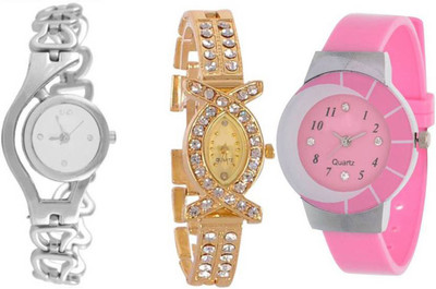 

Gopal Shopcart Silver Chain Golden And PU Strap New Fresh Arrival Stylish Combo WATCHES For Woman And Girls Watch - For Girls Watch - For Girls