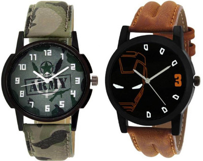 

Rage Enterprise New Designer Brown & Green Leather Belt Combo Of 2 Boys Watch - For Men
