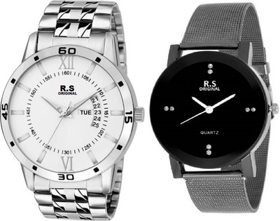

R S Original RSO-2095 DAY AND DATE BLACK WATCH FOR COUPLE Watch - For Couple