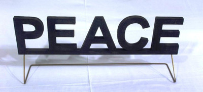 

Online Art Effects Wood & Metal Antique Home Decor Table Top "PEACE" Wooden Geometric Object
