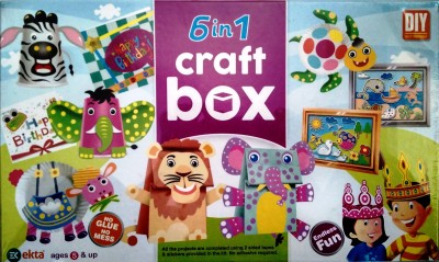 

Jaibros 6 in 1 Craft activity box for kids with paper puppets, picture crafting, greeting cards etc