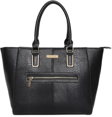 

Addons Front Zipper textured tote Bag Shoulder Bag(Black, 5 L)
