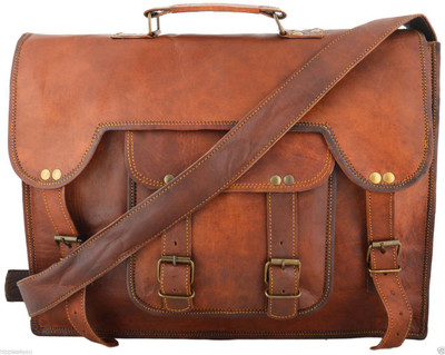 

STYLOLEATHERBAGS Leather Messenger Bag Leather Laptop College Office Bag Messenger Bag(Brown, 15 inch)