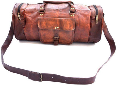 STYLOLEATHERBAGS Leather Bag Leather Luggage Travel Bag Weekender(Brown, 24 inch)
