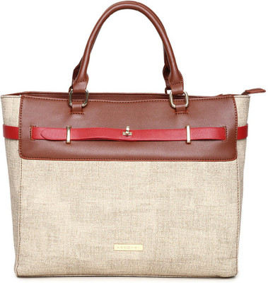 

Addons Demin look Belt detailig Tote Bag Shoulder Bag(White, 5 L)