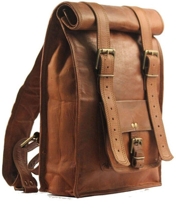 

STYLOLEATHERBAGS Leather Backpack Bag Leather Shoulder Rolling Bag Shoulder Bag(Brown, 14 inch)