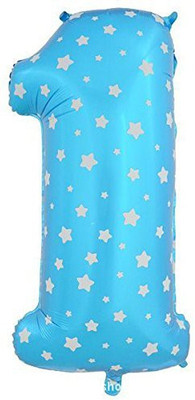

AMFIN Printed 1 (One) Number Foil Balloon For Birthday Party Decoration/ Engagement, Anniversary Party Decoration 17" Inch Balloon(Blue, Pack of 1)