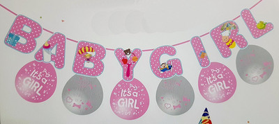 

AMFIN Baby Girl Banner for Baby Shower Decoration with 6 Pieces Baby Shower Balloons Banner(9.9 ft, Pack of 1)