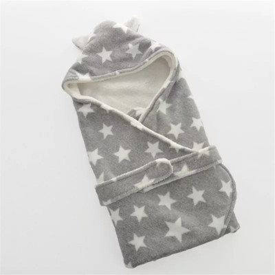 

Brandonn Printed  Hooded Baby Blanket(Polyester, Grey