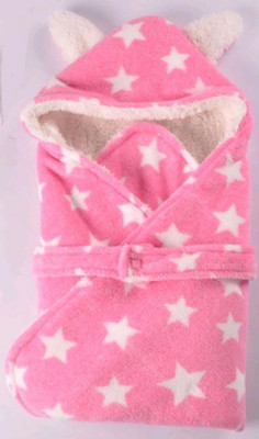 Brandonn Printed  Hooded Baby Blanket(Polyester, Pink