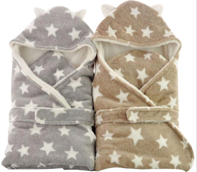 

Brandonn Printed  Hooded Baby Blanket(Polyester, Beige, Grey