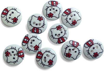 

Aumni Crafts Wooden Buttons For Craft Scrapbook & Sewing Hello Kitty 13x3.5mm Round White & Red (Pack of 25 pieces) Wooden Buttons(Pack of 25)