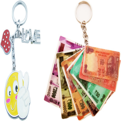 

MGP Fashion red heart and new currency combo Key Chain(Multicolor)