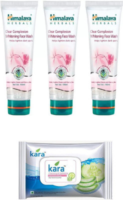 

Himalaya Clear Complexion Whitening Face Wash, kara skin care wipes(Set of 4)