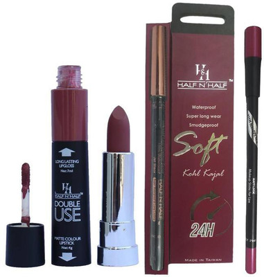 

Half N Half Double Use Matte Lipstick Kajal Lipliner Combo(Set of 3)