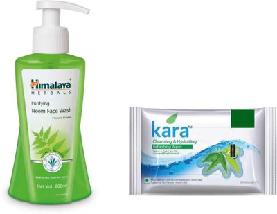 

Himalaya Purifying Neem Face Wash, kara skin care wipes(Set of 2)