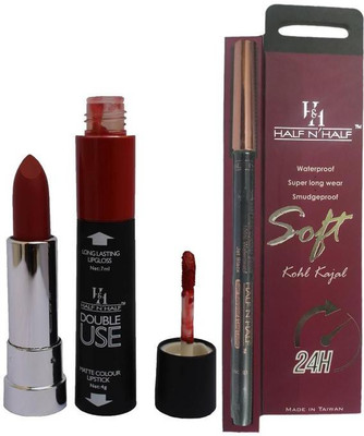 

Half N Half Double Use Matte Lipstick Kajal Lipliner Combo(Set of 3)
