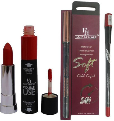 

Half N Half Double Use Matte Lipstick Kajal Lipliner Combo(Set of 3)