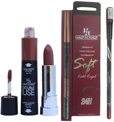 

Half N Half Double Use Matte Lipstick Kajal Lipliner Combo(Set of 3)
